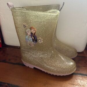 Glittery Gold Kids Rain Boots